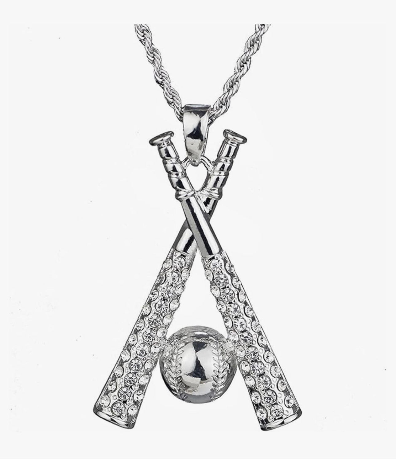 Crossed Bat Pedant (Silver)